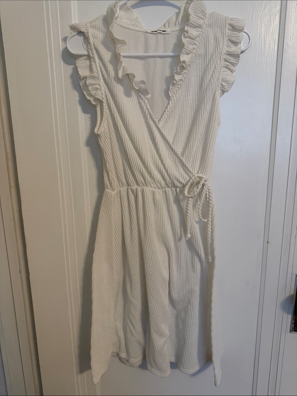 Cream Ruffled Wrap Dress